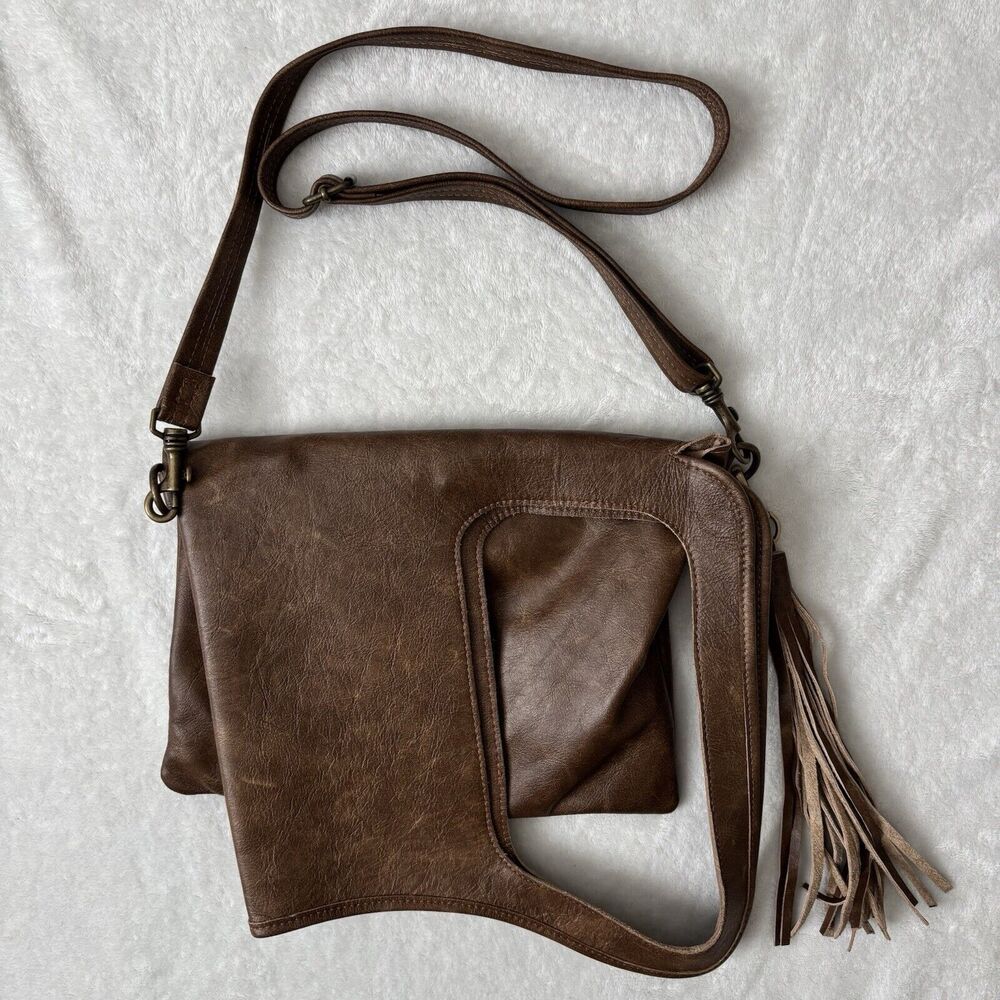 La Rue Leather Shoulder Bag Brown Boho Y2K Unique Crossbody Shoulder Bag